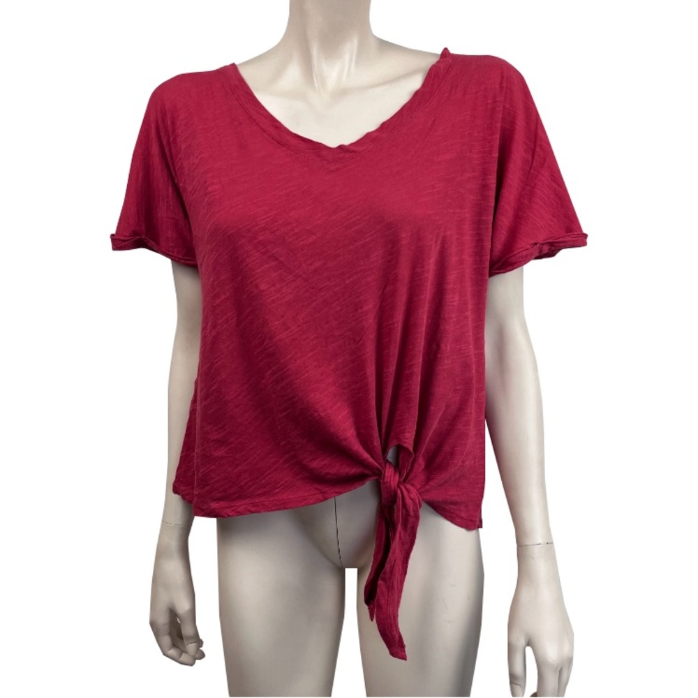 Lush Canyon Red Knot Tie‎ Front Short Sleeved T-Shirt
